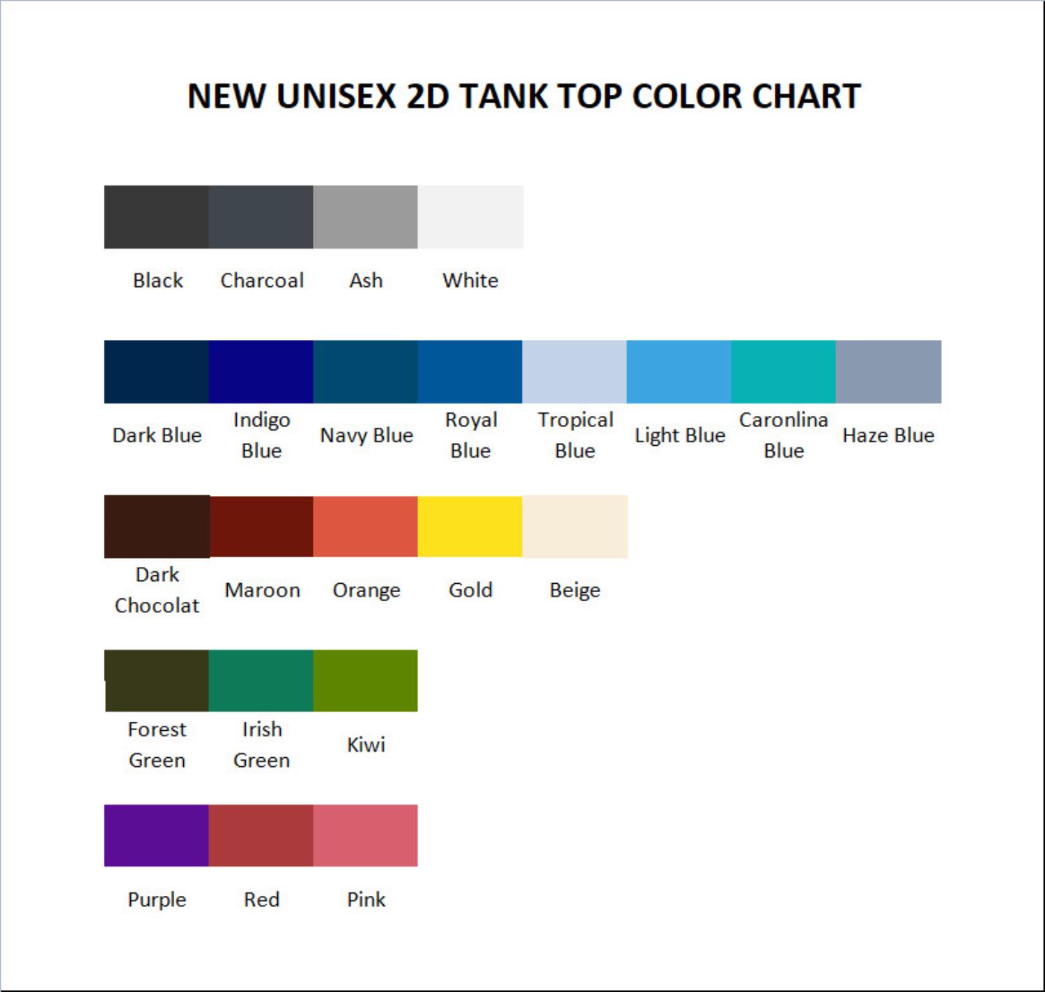 tank top color chart - Hunter X Hunter Merch